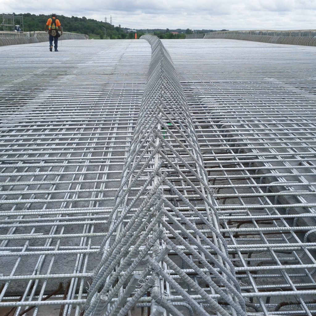 Deck of a bridge made of rebar.